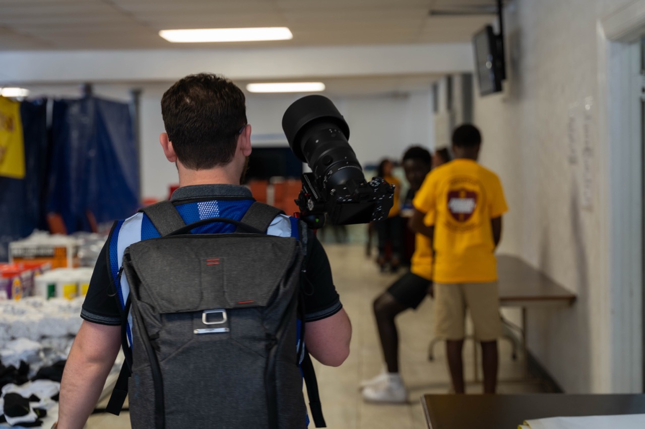 Behind-the-scenes photography showing work in progress